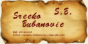 Srećko Bubanović vizit kartica